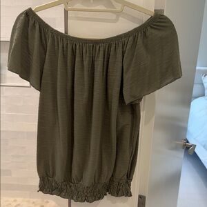 Style & Co. Olive Green Off-Shoulder Blouse